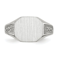 14k White Gold 11.0x9.0mm Closed Back Signet Ring-RS632