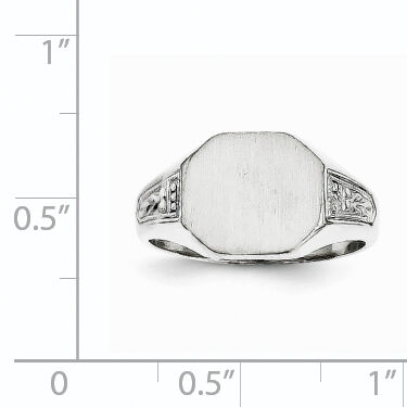 14k White Gold 11.0x9.0mm Closed Back Signet Ring-RS632