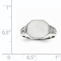 14k White Gold 11.0x9.0mm Closed Back Signet Ring-RS632