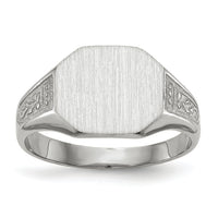 14k White Gold 11.0x9.0mm Closed Back Signet Ring-RS632