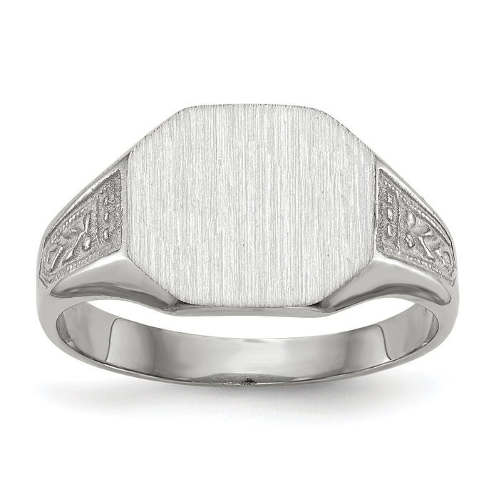 14k White Gold 11.0x9.0mm Closed Back Signet Ring-RS632