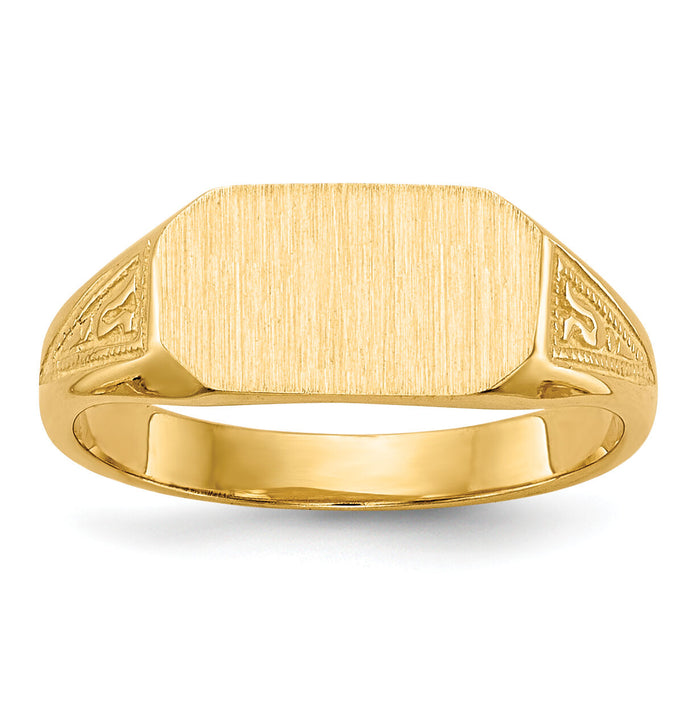 14k 8.5x5.0mm Closed Back Childs Signet Ring-RS638