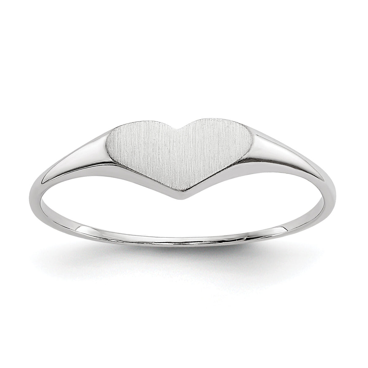 14k White Gold Heart Ring 8mmx4mm Open Back-RS646