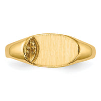 14k Child's .005ct. Diamond 10x6mm Closed Back Signet Ring Mounting-RS651