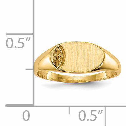 14k Child's .005ct. Diamond 10x6mm Closed Back Signet Ring Mounting-RS651