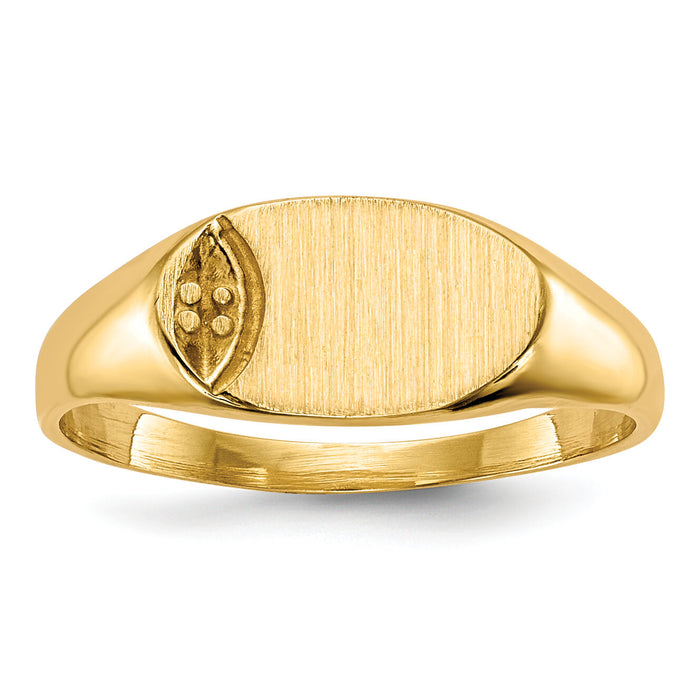 14k Child's .005ct. Diamond 10x6mm Closed Back Signet Ring Mounting-RS651