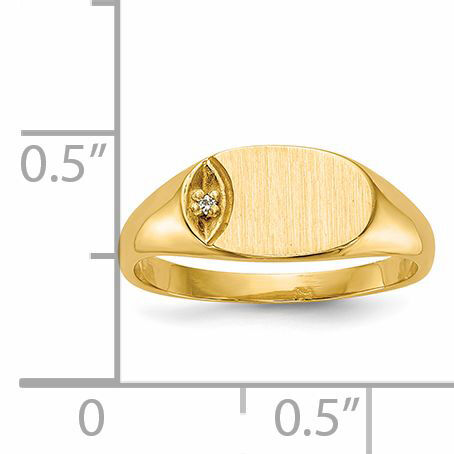 14k Child's AA Diamond Closed Back Signet Ring-RS651AA