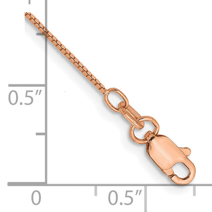 14k Rose Gold .70mm Box Chain Anklet-RSC1-10