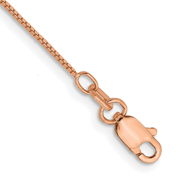 14k Rose Gold .70mm Box Chain Anklet-RSC1-10