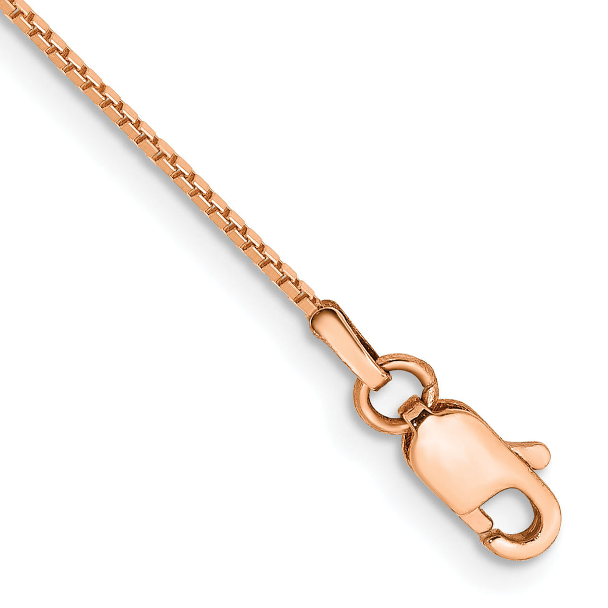 14k Rose Gold .9mm Box Link Chain Anklet-RSC2-10