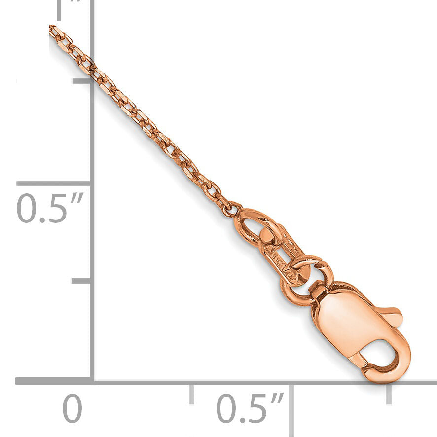 14k Rose Gold 1.0mm D/C Cable Chain Anklet-RSC20-10