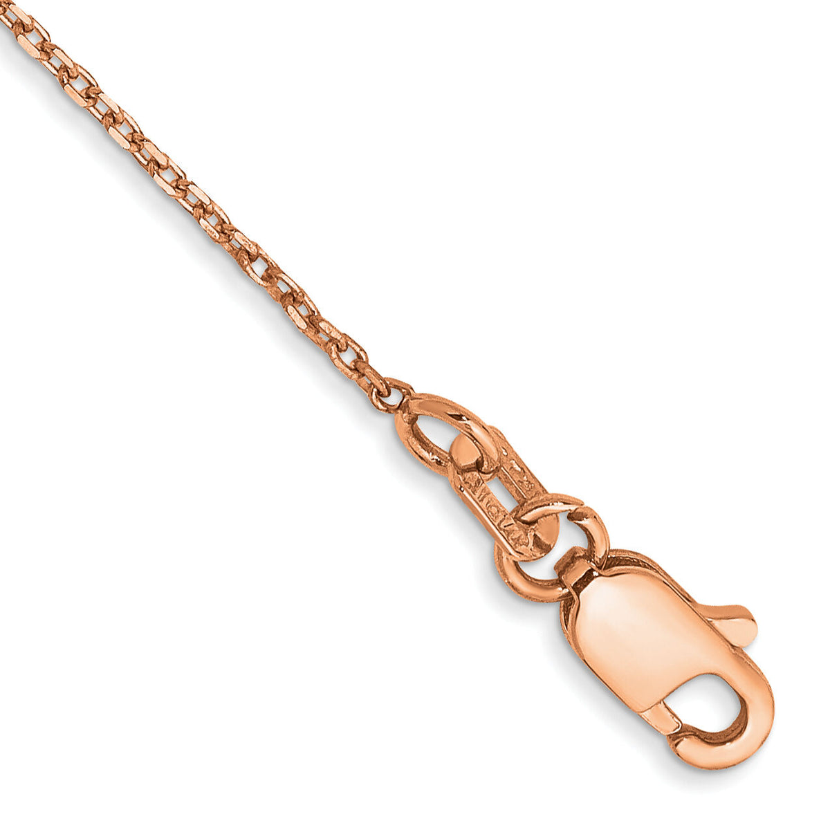 14k Rose Gold 1.0mm D/C Cable Chain Anklet-RSC20-10