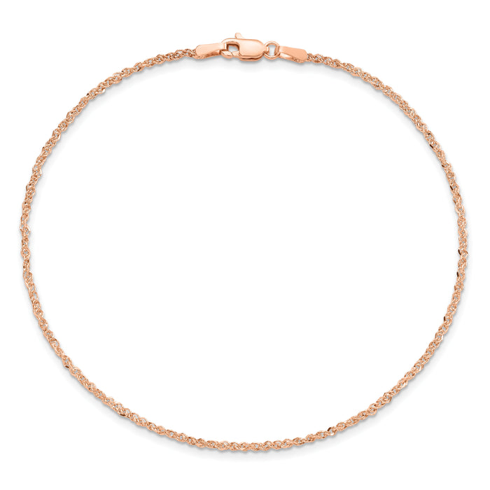 14K Rose Gold 1.7mm Ropa Chain Anklet-RSC28-9