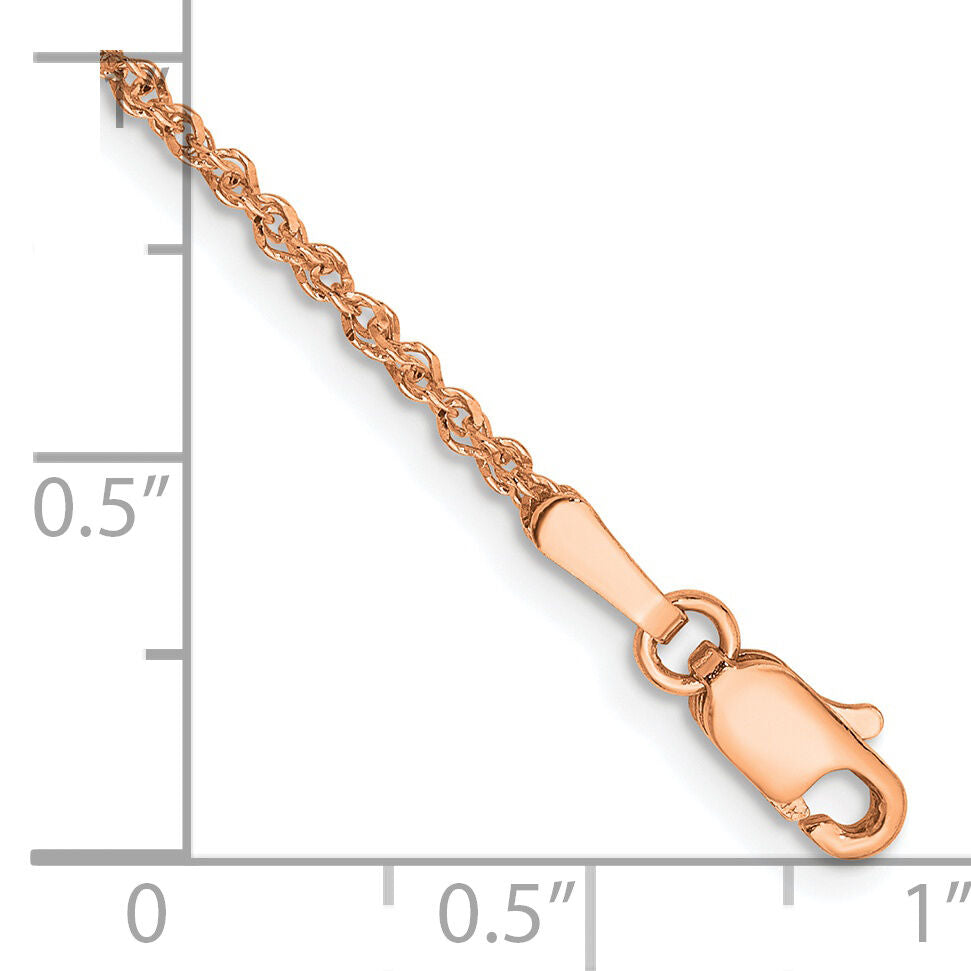14K Rose Gold 1.7mm Ropa Chain Anklet-RSC28-10