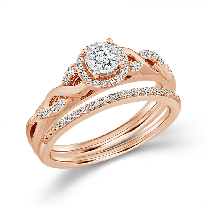 Diamond Bridal Set 0.40 ct tw 10k Rose Gold-RZ0550A97P0