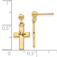 14k Satin & Diamond -Cut Cross Earrings-S1112