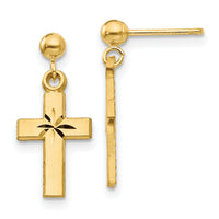 14k Satin & Diamond -Cut Cross Earrings-S1112