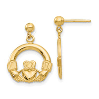 14k Dangling Claddagh Post Earrings-S1117