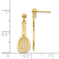 14k Polished Racquet Dangle Post Earrings-S1134