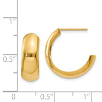 14k Polished 6.5mm J-Hoop Earrings-S1186