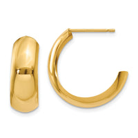 14k Polished 6.5mm J-Hoop Earrings-S1186