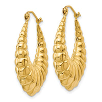 14k Polished Scalloped Hollow Hoop Earrings-S1242