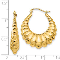 14k Polished Scalloped Hollow Hoop Earrings-S1242