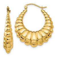 14k Polished Scalloped Hollow Hoop Earrings-S1242