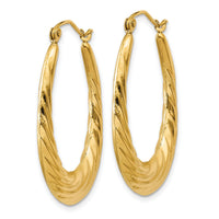 14k Polished Twisted Oval Hollow Hoop Earrings-S1256