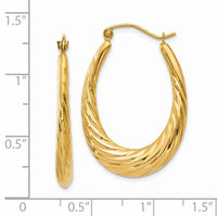 14k Polished Twisted Oval Hollow Hoop Earrings-S1256