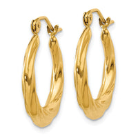 14k Polished Twisted Hollow Hoop Earrings-S1262
