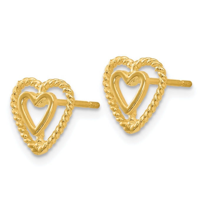 14k Heart Earrings-S1346