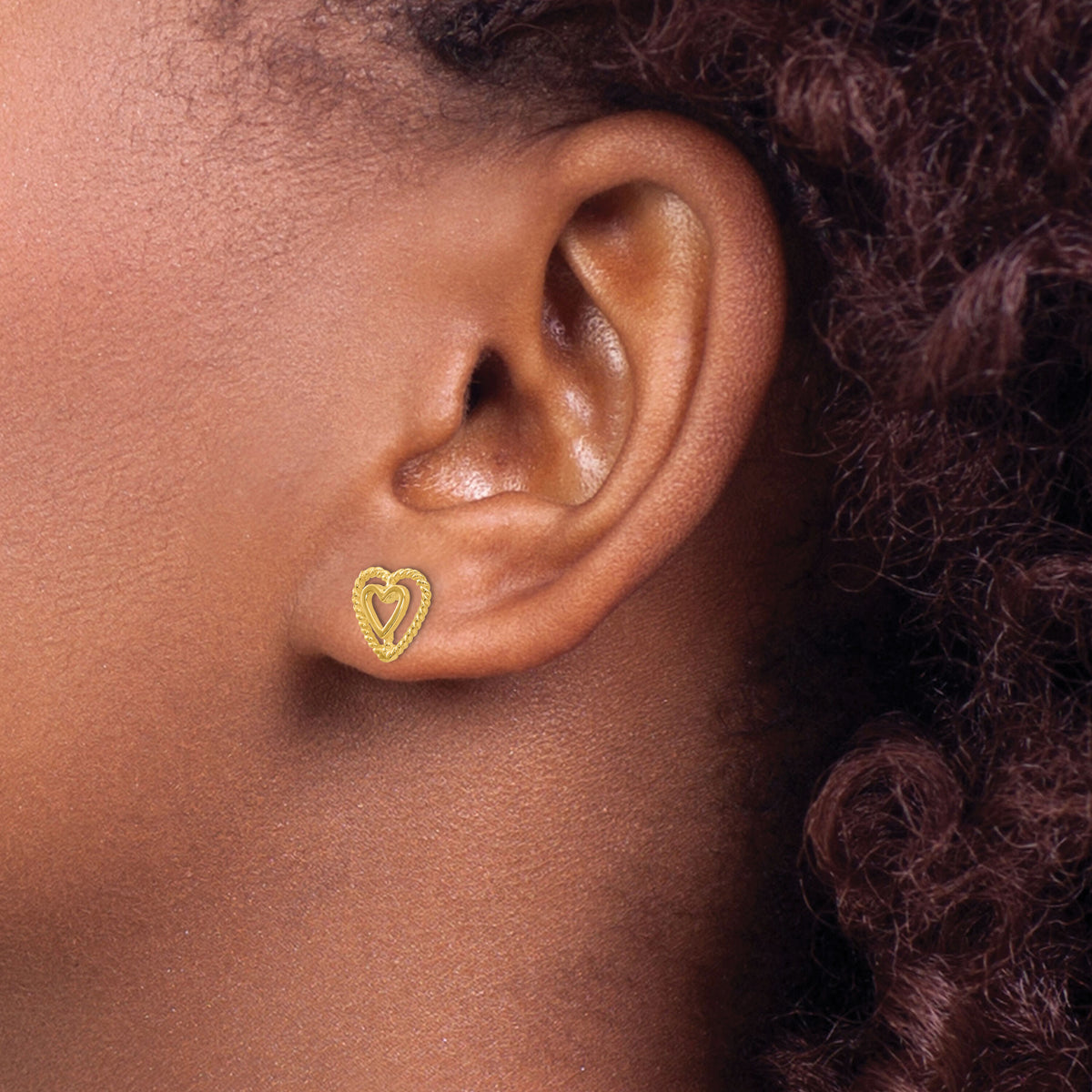 14k Heart Earrings-S1346