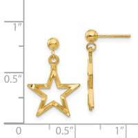 14k Polished & Diamond-Cut Star Dangle Post Earrings-S1351