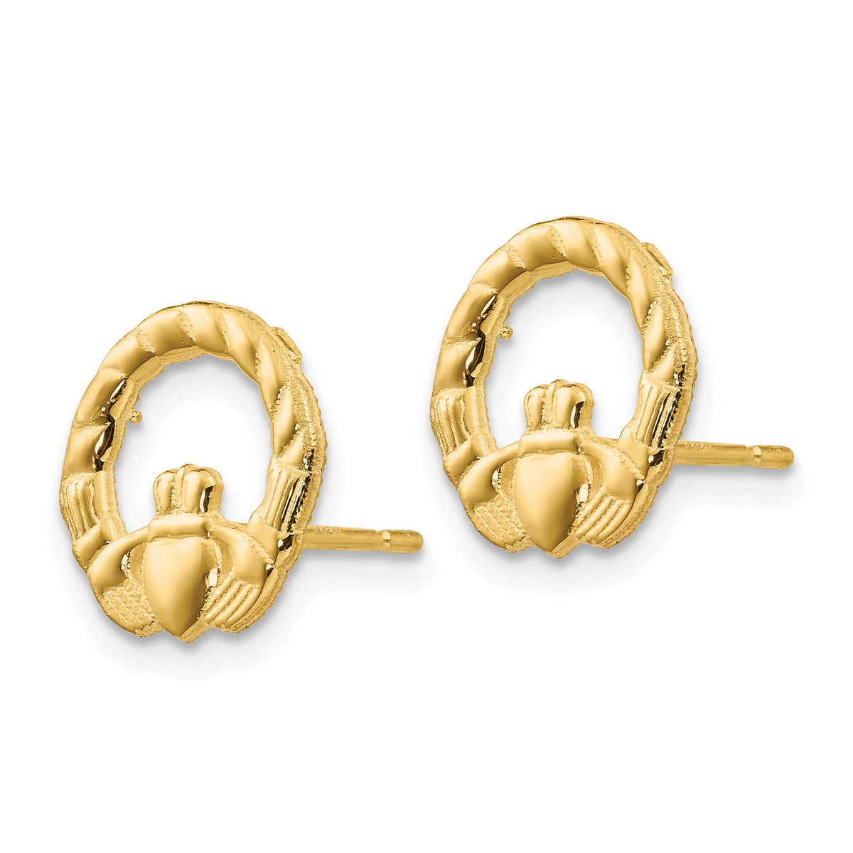 14k Claddagh Post Earrings-S1380