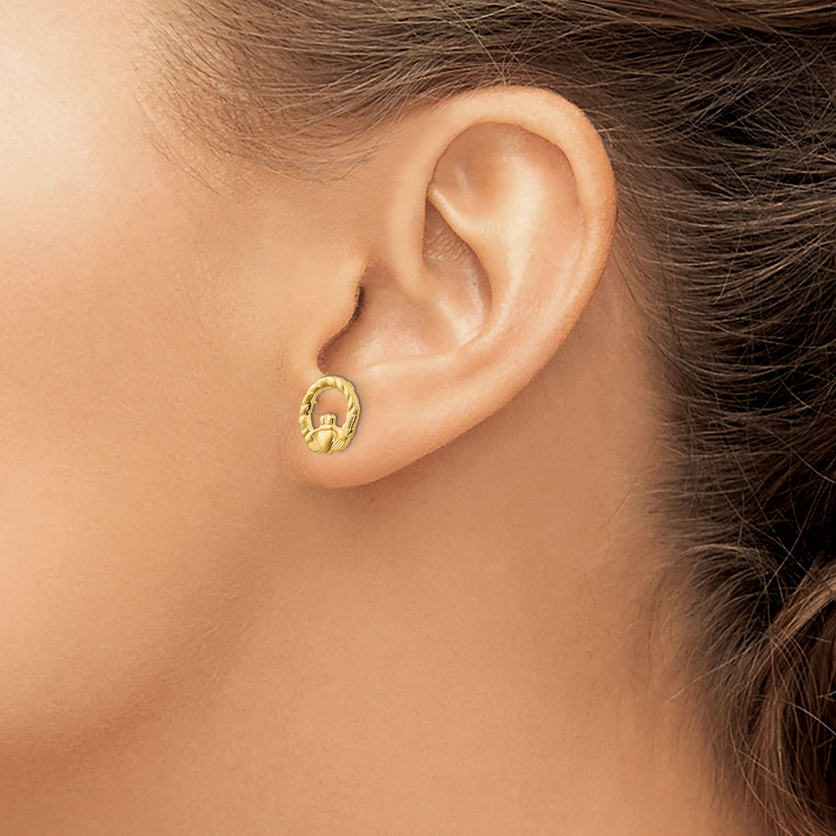 14k Claddagh Post Earrings-S1380