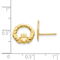 14k Claddagh Post Earrings-S1380