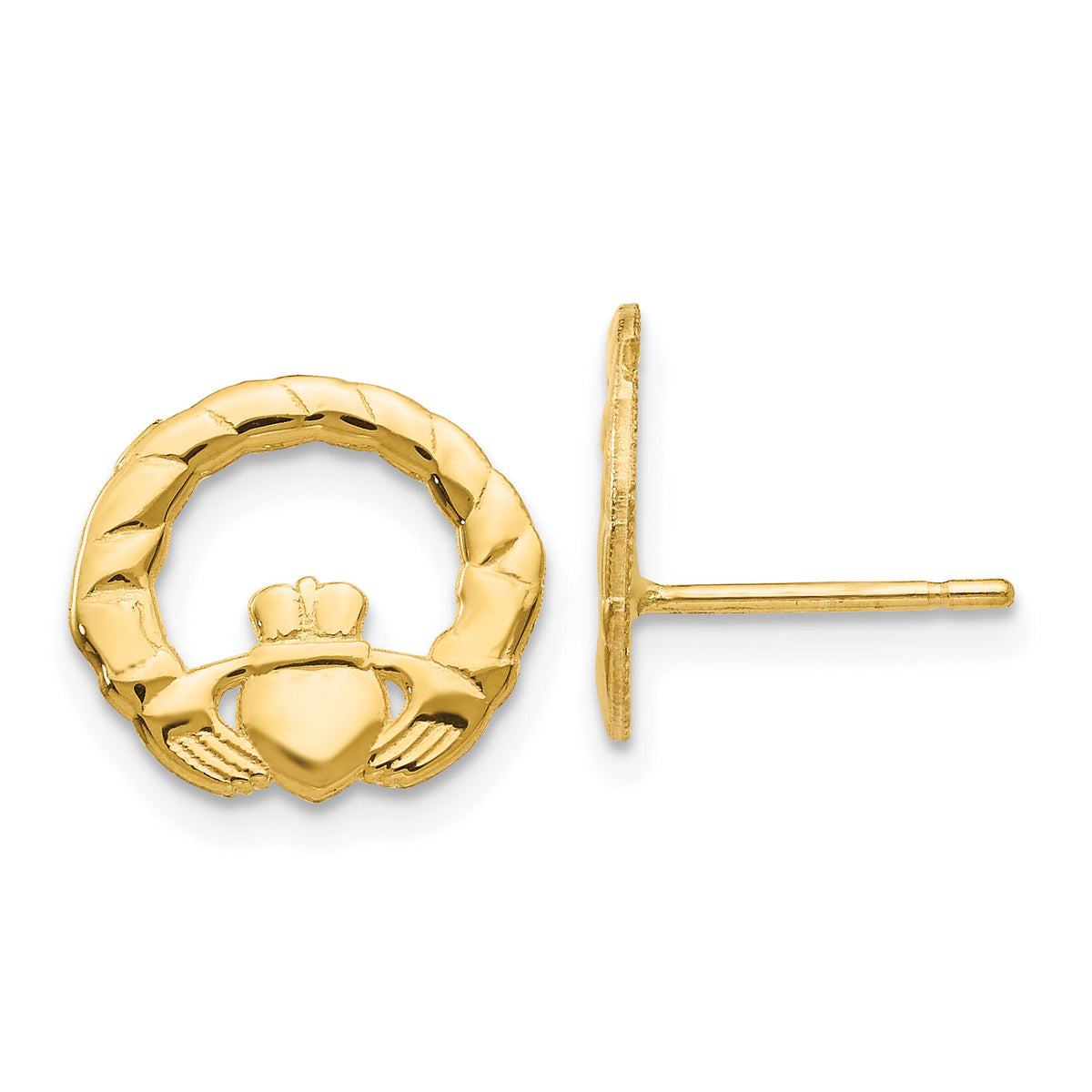 14k Claddagh Post Earrings-S1380