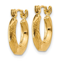 14k Polished Patterned Hollow Hoop Earrings-S1417