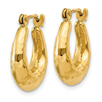 14k Hammered Fancy Hollow Hoop Earrings-S1436