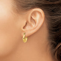 14k Hammered Fancy Hollow Hoop Earrings-S1436