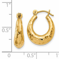 14k Hammered Fancy Hollow Hoop Earrings-S1436