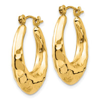 14k Hammered Fancy Hollow Hoop Earrings-S1437