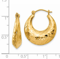 14k Hammered Fancy Hollow Hoop Earrings-S1441