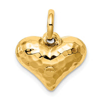 14K Polished and Hammered 3-D Heart Pendant-S1449