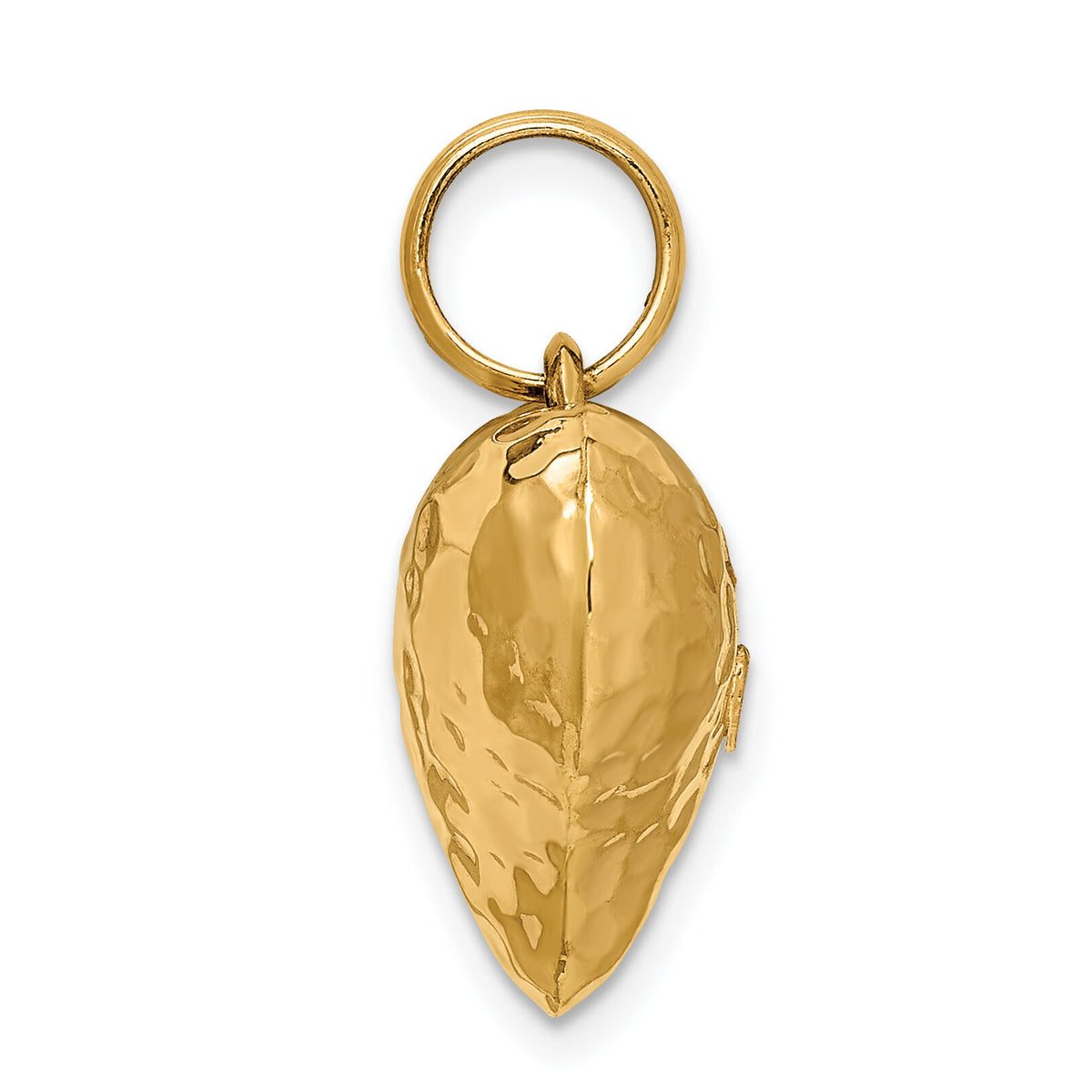 14K Polished and Hammered 3-D Heart Pendant-S1450