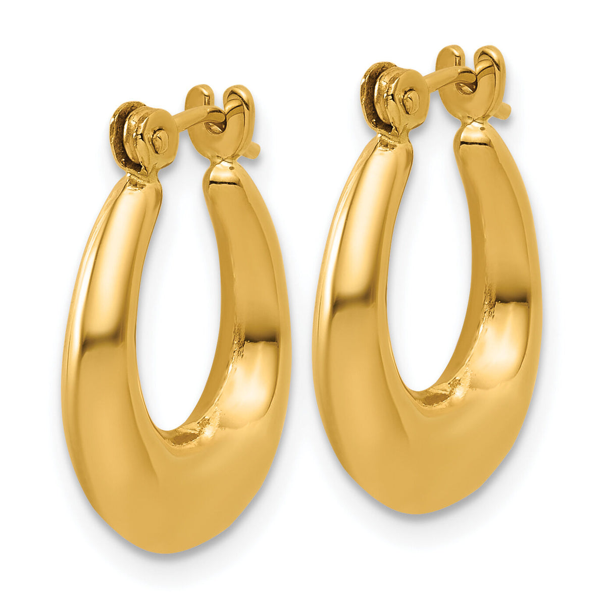 14k Polished Oval Hollow Hoop Earrings-S1456