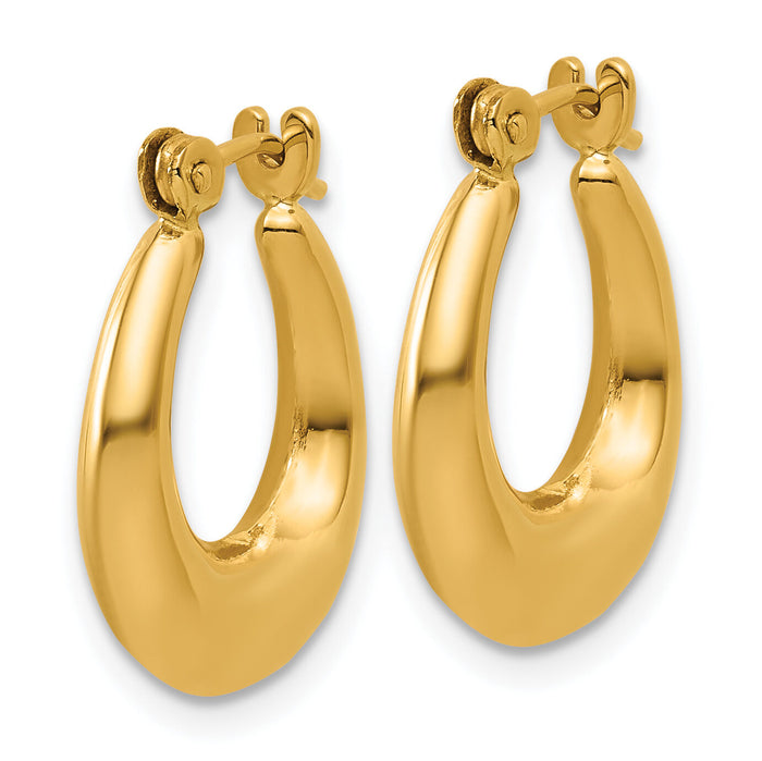 14k Polished Oval Hollow Hoop Earrings-S1456