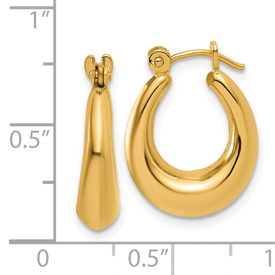14k Polished Oval Hollow Hoop Earrings-S1456