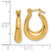 14k Polished Oval Hollow Hoop Earrings-S1456